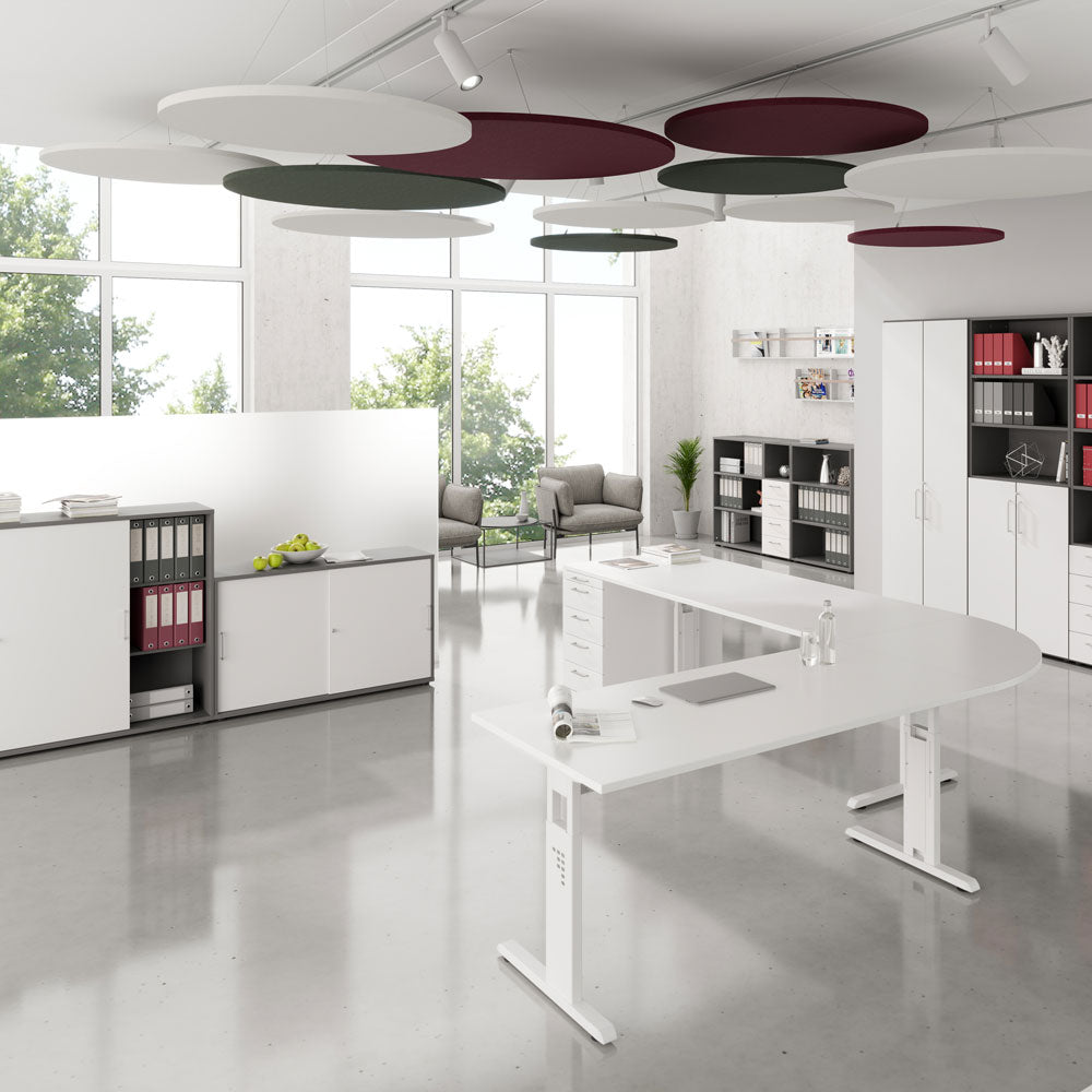 YOS A3 Akustik-Deckensegel | Rundes 3er-Set | Filz Optik | schwer entflammbar | 5 Farben | Schallschutz | auf Rechnung