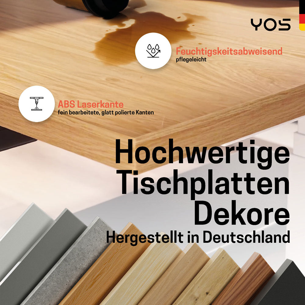 YOS T5 "SOFORT" Schreibtisch höhenverstellbar | 64,5 bis 129,5 cm Arbeitshöhe | bis 200 cm Breite