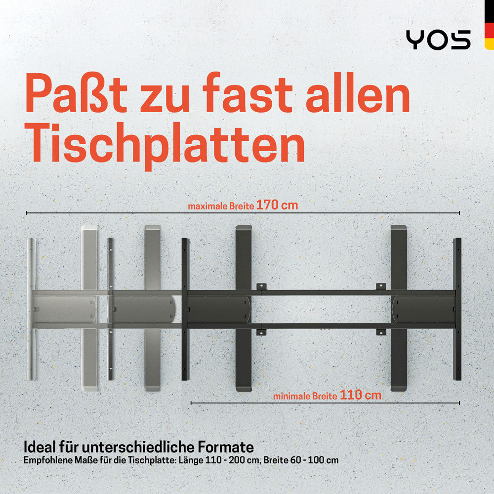 YOS T5 Höhenverstellbares Schreibtisch Gestell | Tischgestell | bis 129,5 cm | 3 Farben | Rechnung kaufen