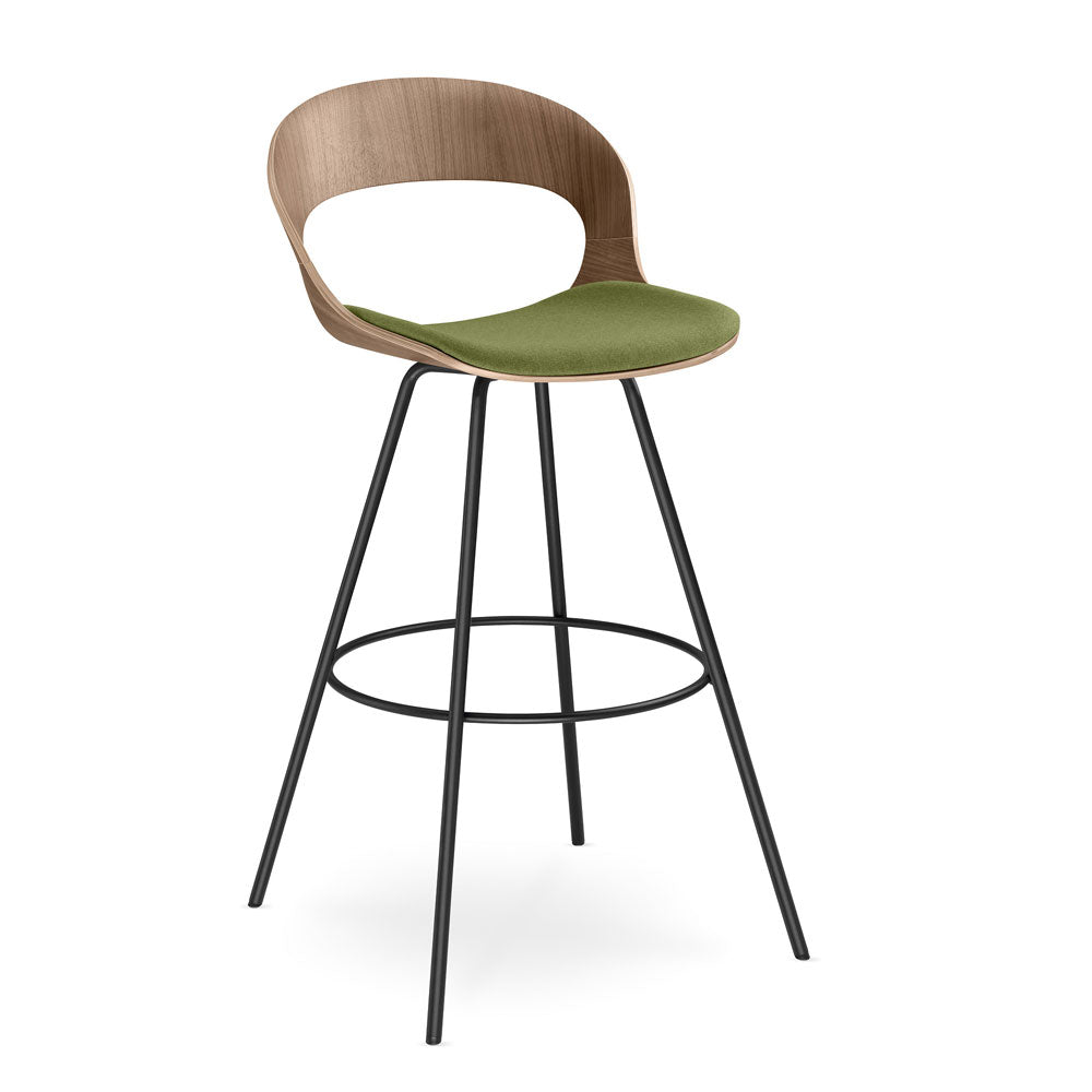 YOS B3 Lotus Design Barhocker | Tresenstuhl | Echtholz Furnier Walnuß | mit Polster | auf Rechnung kaufen