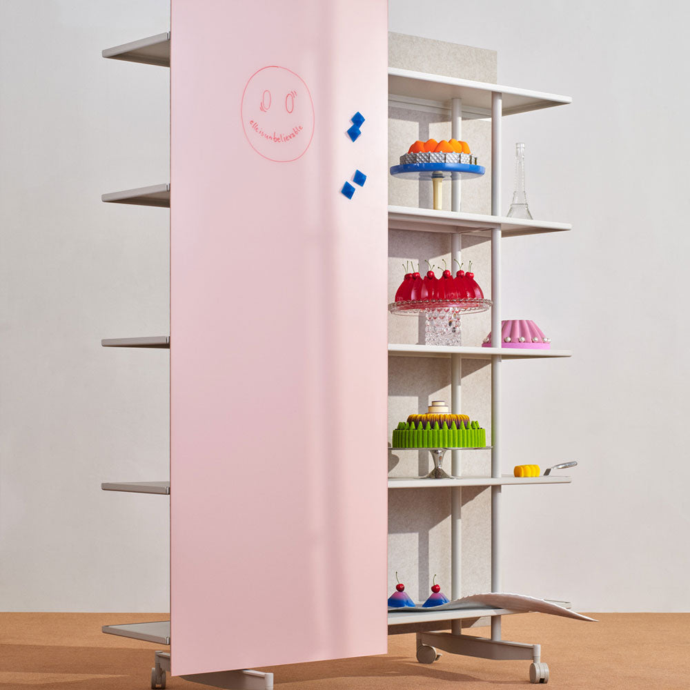 LINTEX A08. Regal Schwarz | Glas Whiteboard | Raumteiler mobil | Schallabsorber | Magnetisches Whiteboard