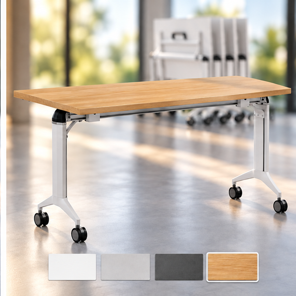 YOS SR Schreibtisch klappbar | Gestell Weiß | Klapptisch auf Rollen 120/140/160cm