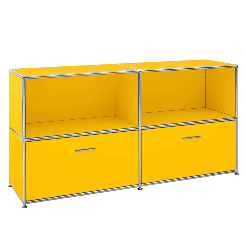 Orange BOSSE SOLUTIONS Sideboard | Le Corbusier Lack seidenmatt | 2 Auszüge | Jetzt auf Rechnung kaufen 22653_BO_Fs_Solutions_2023_sideboard-gelb-seidenmatt-bosse-bueromoebelplus-madeingermany-auszug-verchromt.jpg