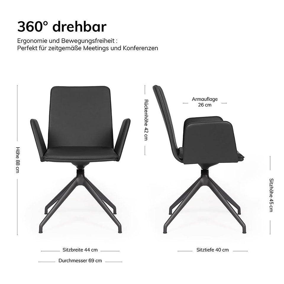 Besucherstuhl - Drehstuhl Lento Smart Z - Konferenzstuhl Leder mit Wippfunktion - Kauf auf Rechnung