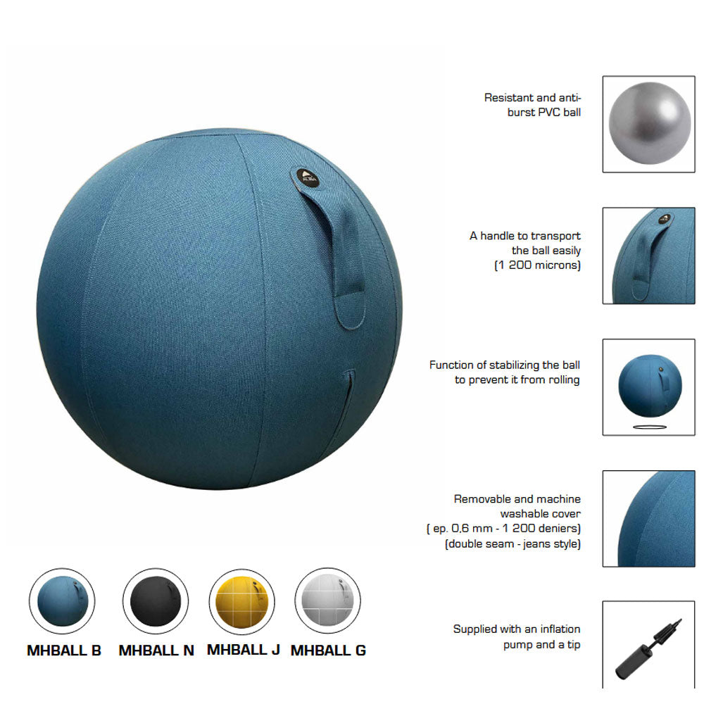 YOS Ergonomischer Sitzball Ø 65 cm | Stoffbezug | Aktives Sitzen & Fitness | Sitzball