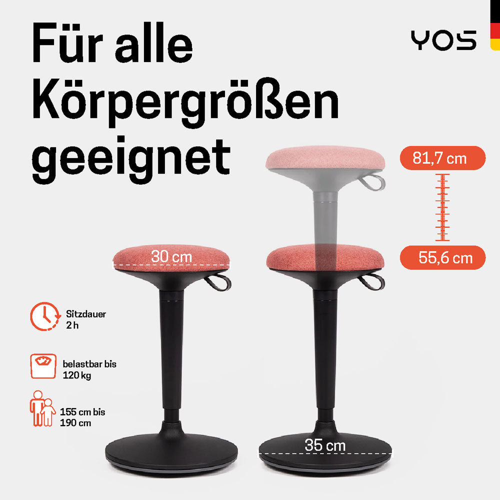 YOS S1 ergonomischer Bürohocker | Stehhocker | Perfektion aus Deutschland | auf Rechnung kaufen