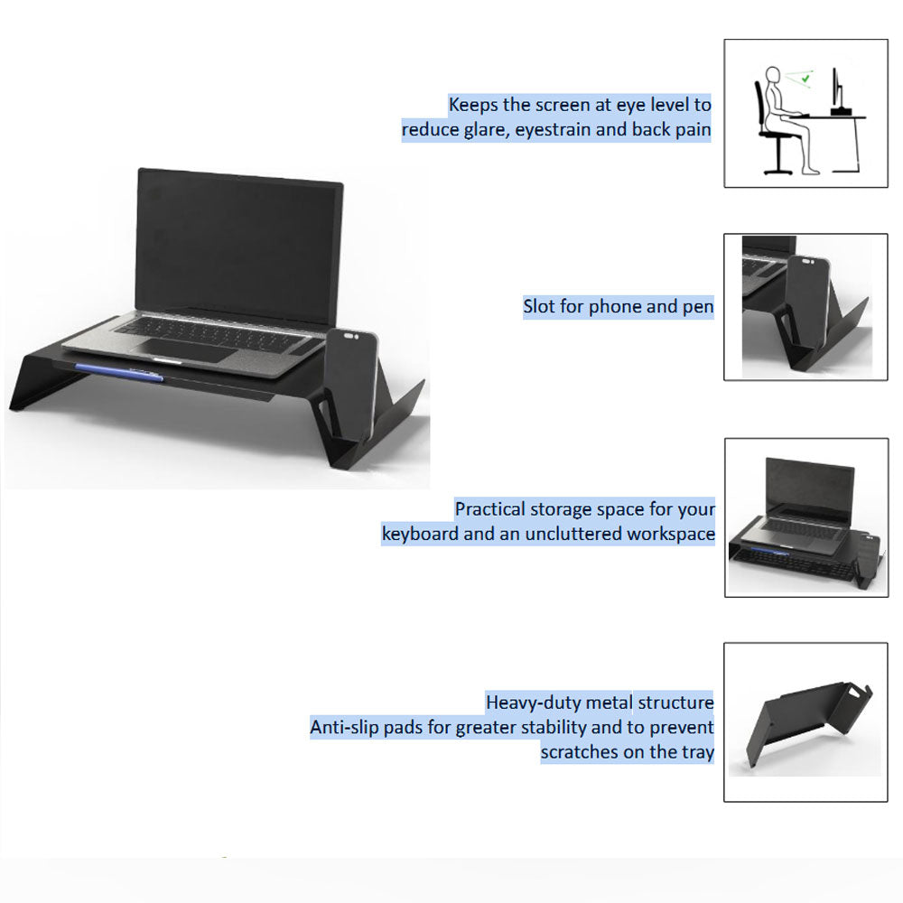 Ergonomische Monitorerhöhung Staand aus Metall – Stilvoller Monitorständer für gesunden Arbeitsplatz | Kauf auf Rechnung