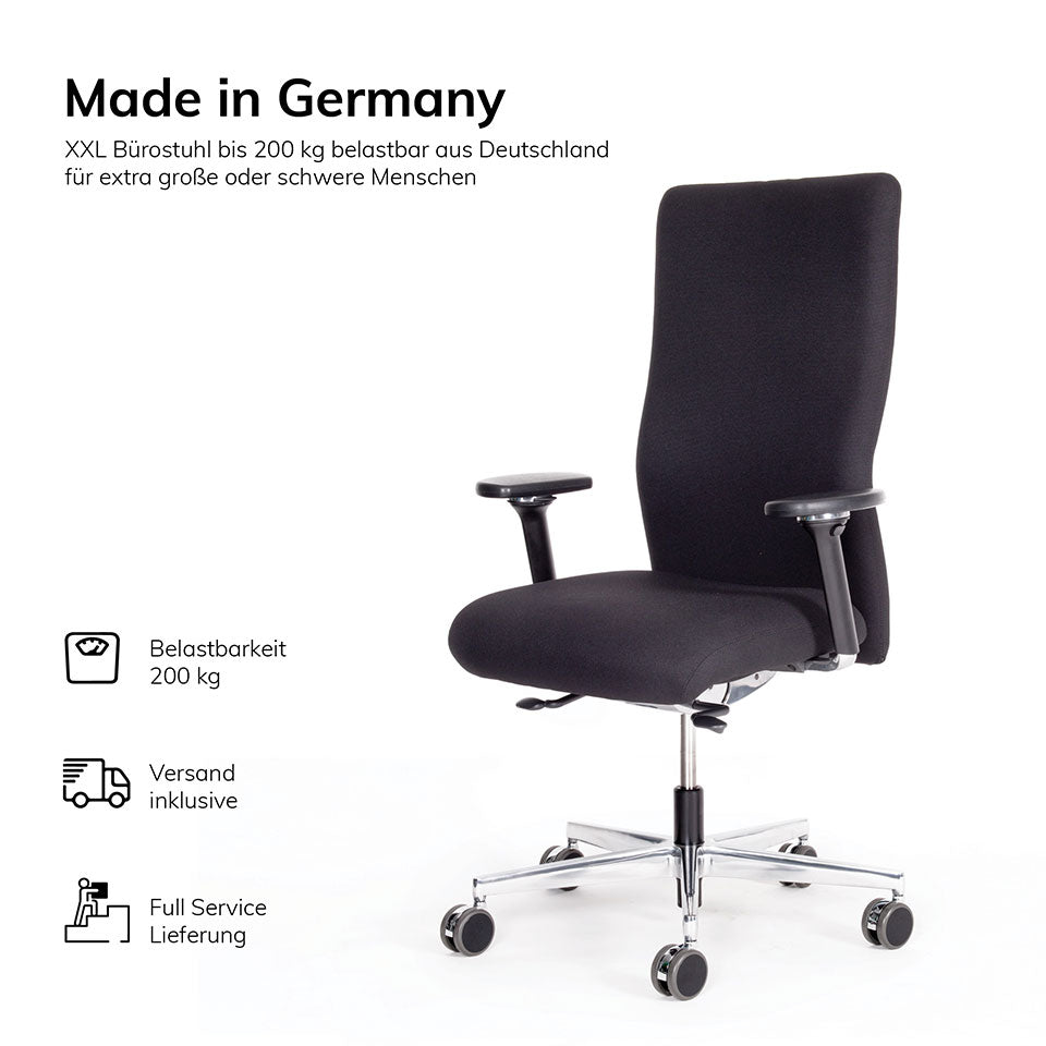 Ergonomischer Bürostuhl XL lento Agilis AG12 - ergonomischer Schwerlaststuhl bis 200 KG - Auf Rechnung kaufen