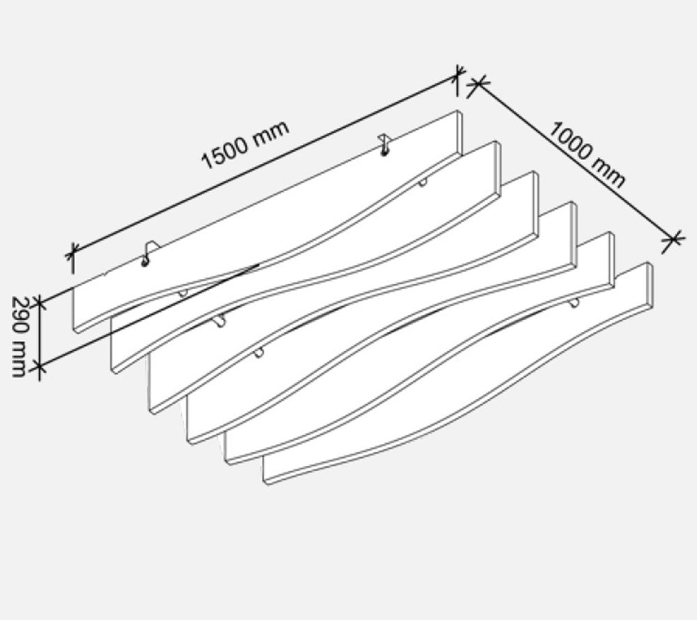 YOS A3 Akustik-Baffel | Sinuswelle | Hängeabsorber | Deckensegel | schwer entflammbar | Schallschutz