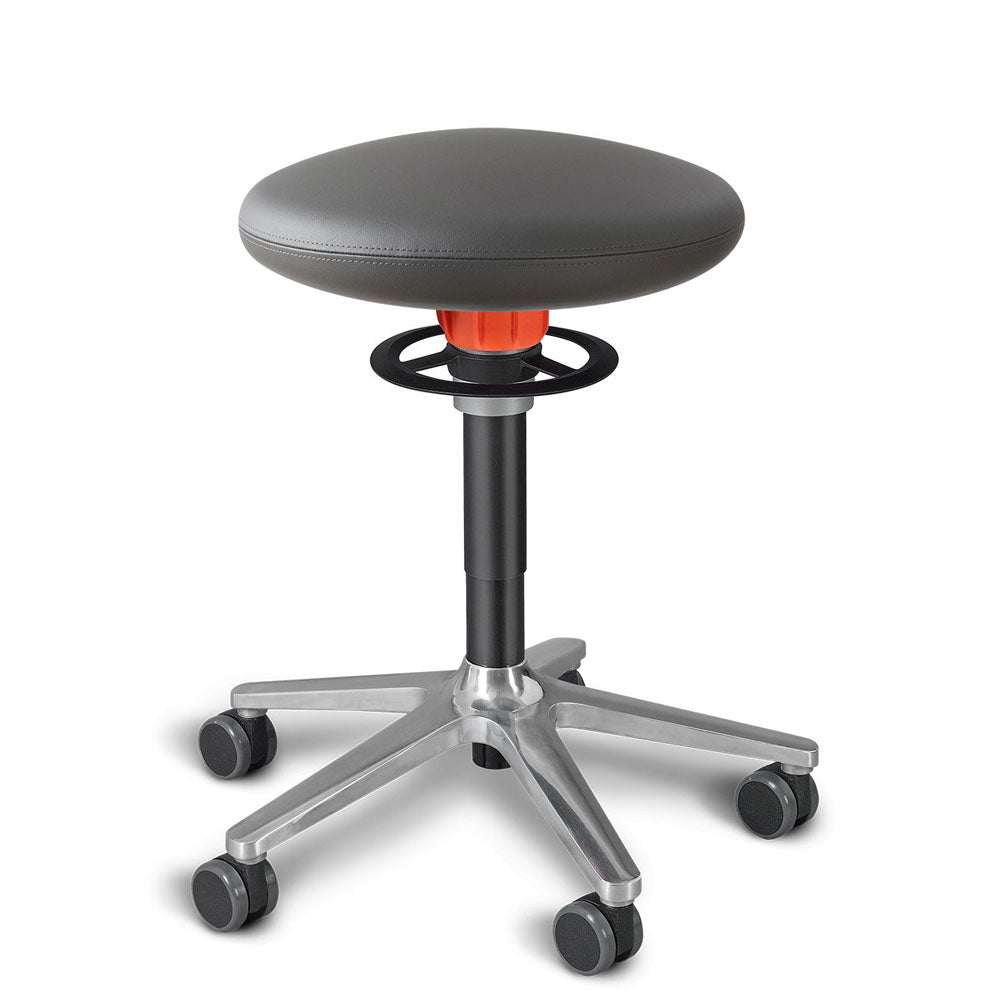 KÖHL ONGO Roll | Kunstleder | Schwarz Alu | ergonomischer Sitzhocker | Arbeitshocker