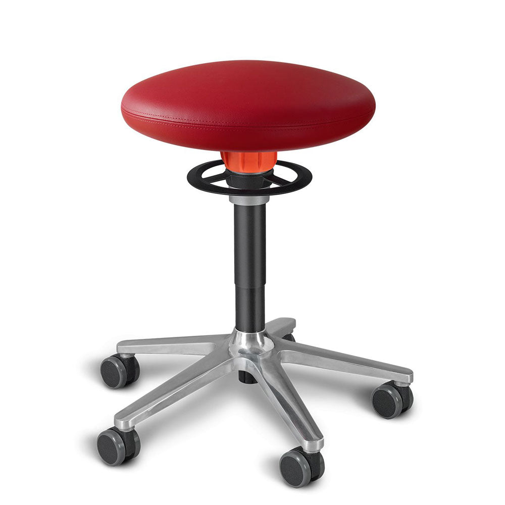 KÖHL ONGO Roll | Kunstleder | Schwarz Alu | ergonomischer Sitzhocker | Arbeitshocker