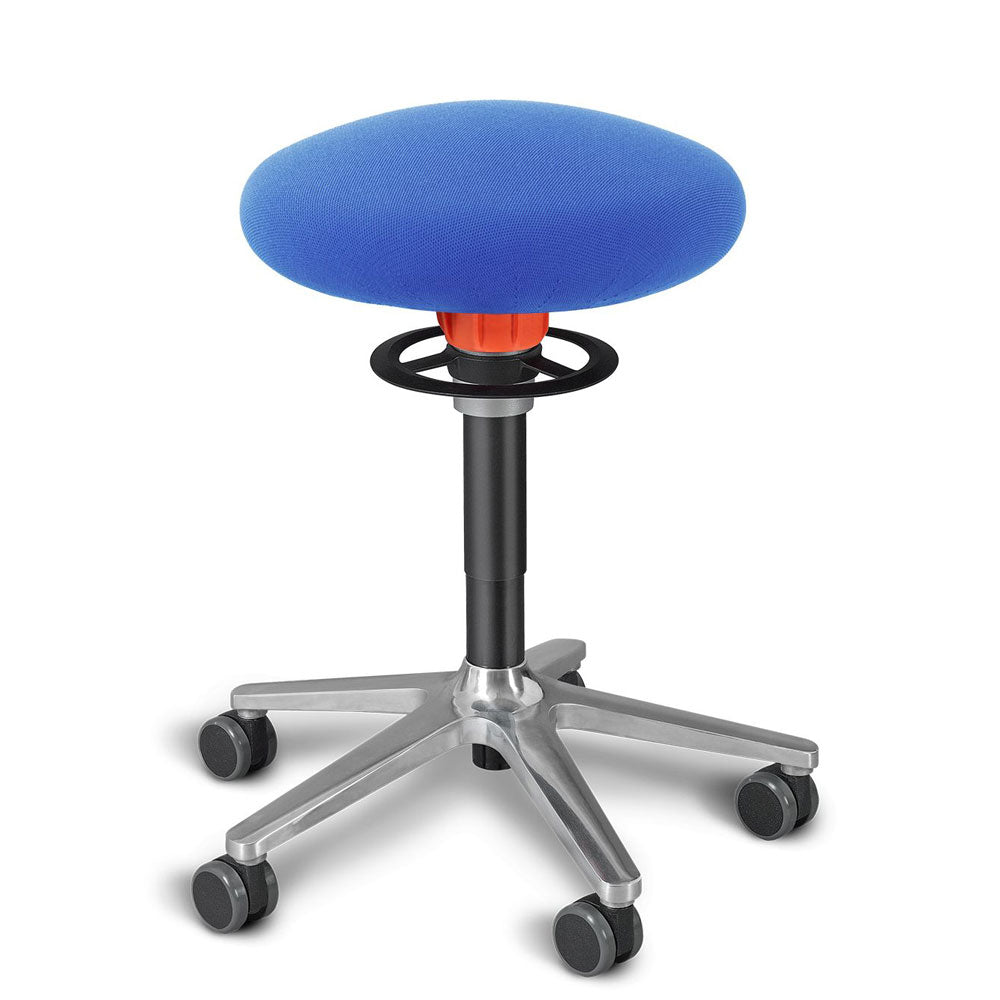 KÖHL ONGO Roll | Stoff | Schwarz Alu | ergonomischer Sitzhocker | Arbeitshocker