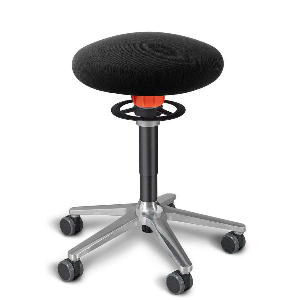 KÖHL ONGO Roll | Stoff | Schwarz Alu | ergonomischer Sitzhocker | Arbeitshocker
