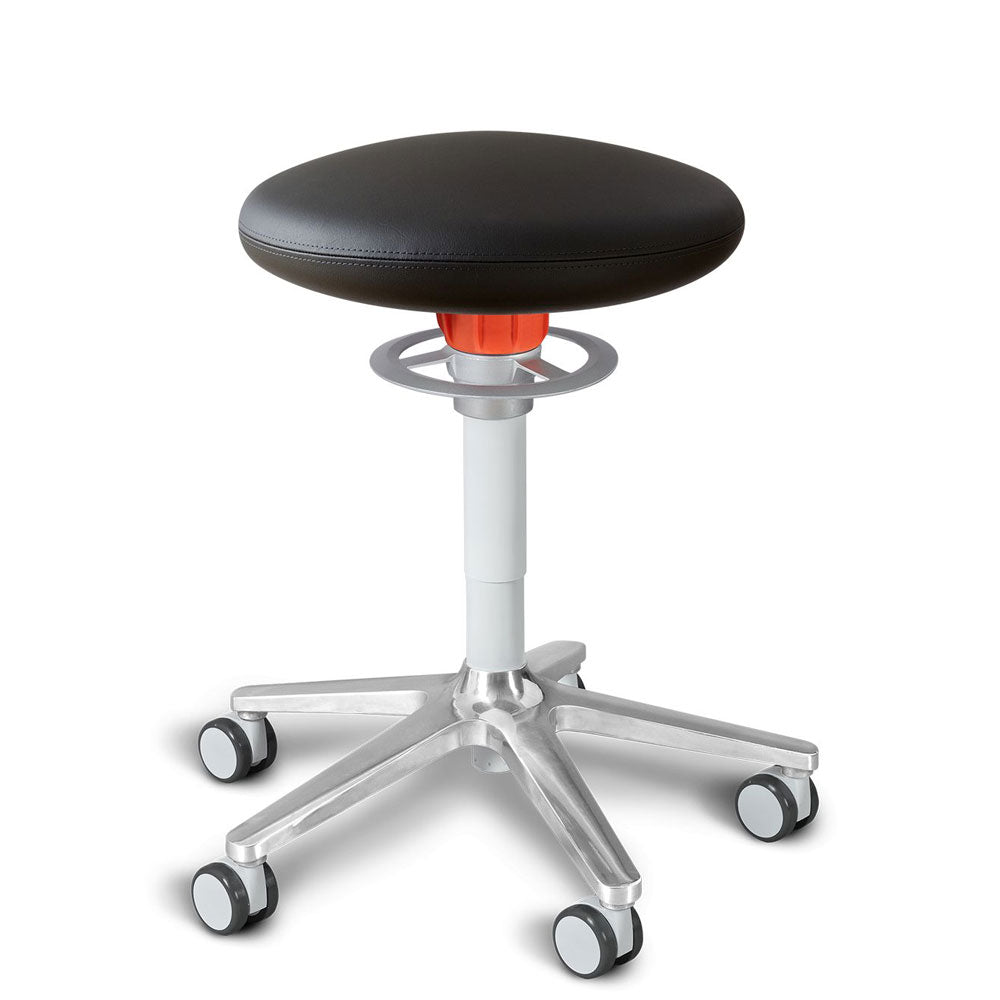 KÖHL ONGO Roll | Kunstleder | Weiß Alu | ergonomischer Sitzhocker | Arbeitshocker