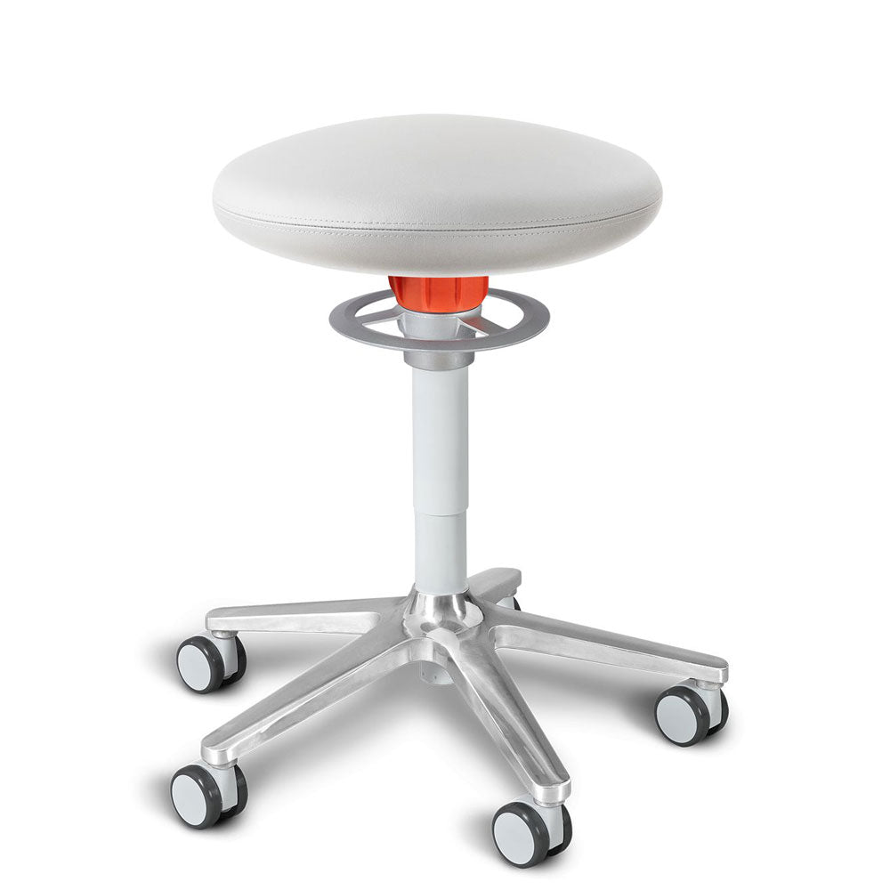 KÖHL ONGO Roll | Kunstleder | Weiß Alu | ergonomischer Sitzhocker | Arbeitshocker