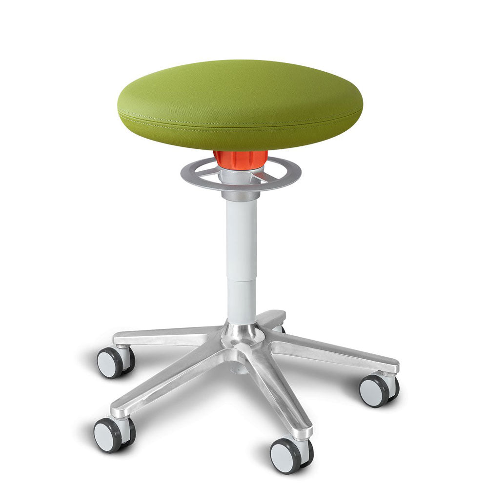 KÖHL ONGO Roll | Kunstleder | Weiß Alu | ergonomischer Sitzhocker | Arbeitshocker