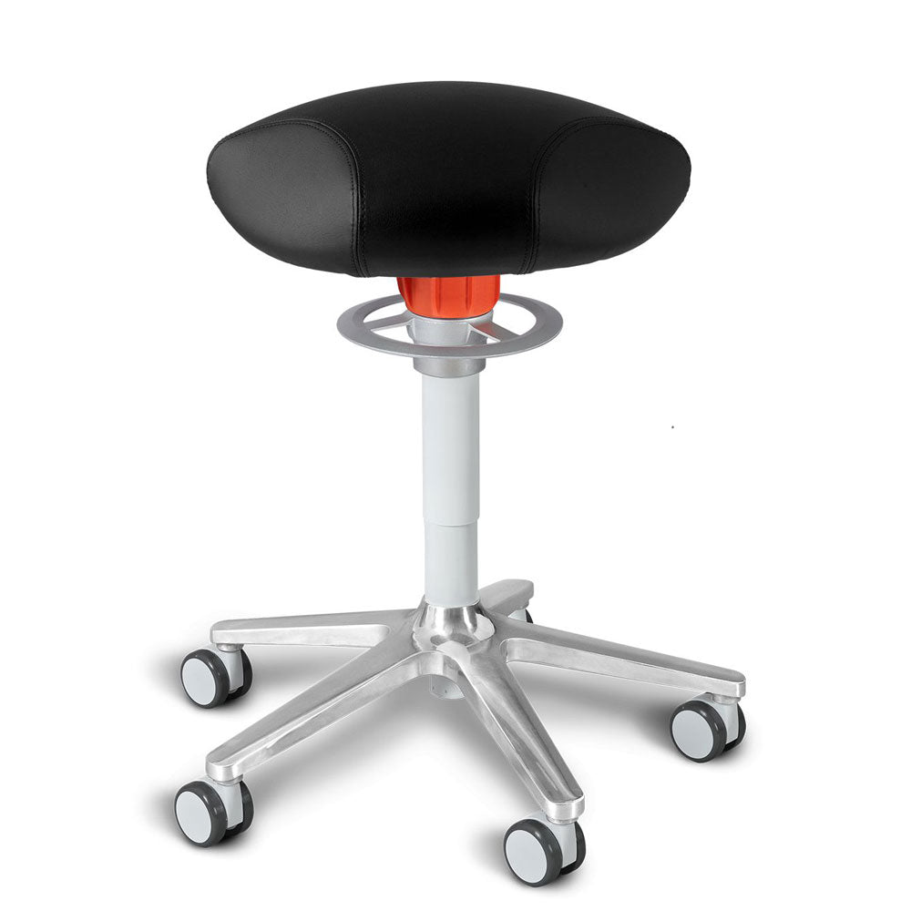 KÖHL ONGO Roll Triangel | Stoff | Schwarz Alu | ergonomischer Sitzhocker | Arbeitshocker