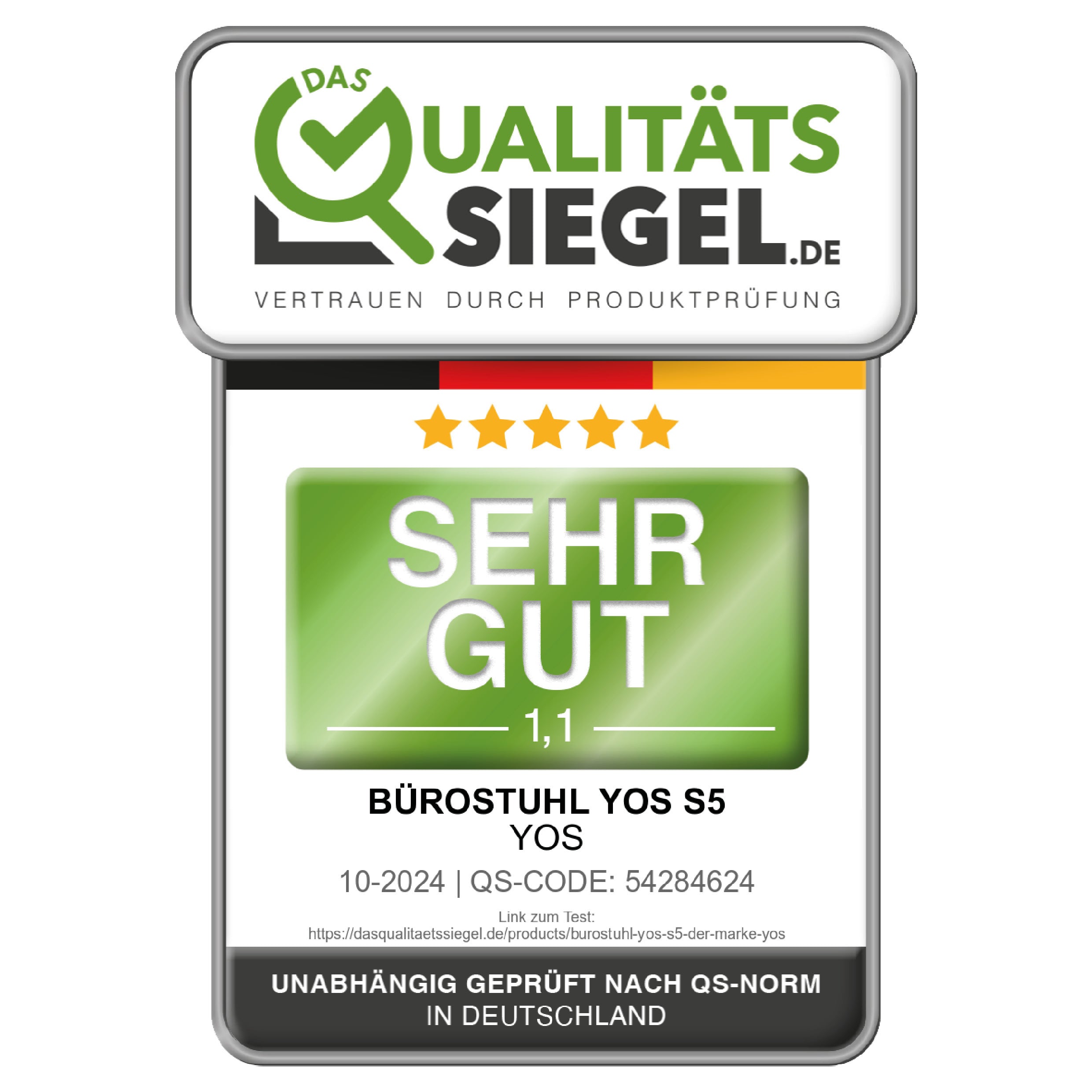 YOS S5 ergonomischer Bürostuhl | Blade Wheels | mit Kopfstütze