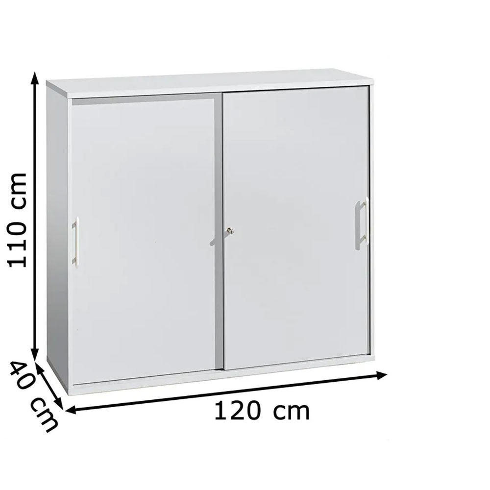 Hammerbacher Schiebetürenschrank 1753S, Holz, abschließbar, 120 x 110 x 40cm - auf Rechnung bestellen