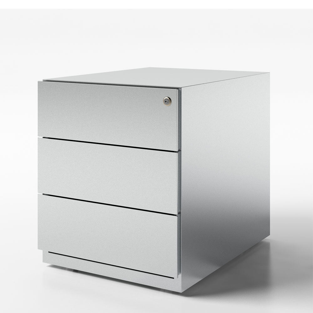 Bisley Stahl - Rollcontainer "NOTE" - 3 Schubladen mit Griffleiste - Tiefe 565 und 775 mm - alle Farben - jetzt besonders günstig! auf Rechnung bestellen - Büromöbel Plus