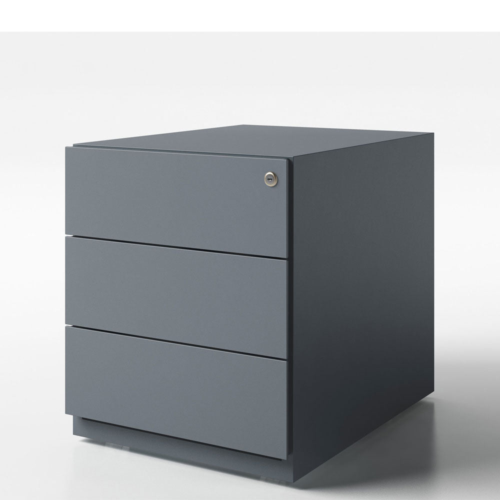 Bisley Stahl - Rollcontainer "NOTE" - 3 Schubladen mit Griffleiste - Tiefe 565 und 775 mm - alle Farben - jetzt besonders günstig! auf Rechnung bestellen - Büromöbel Plus