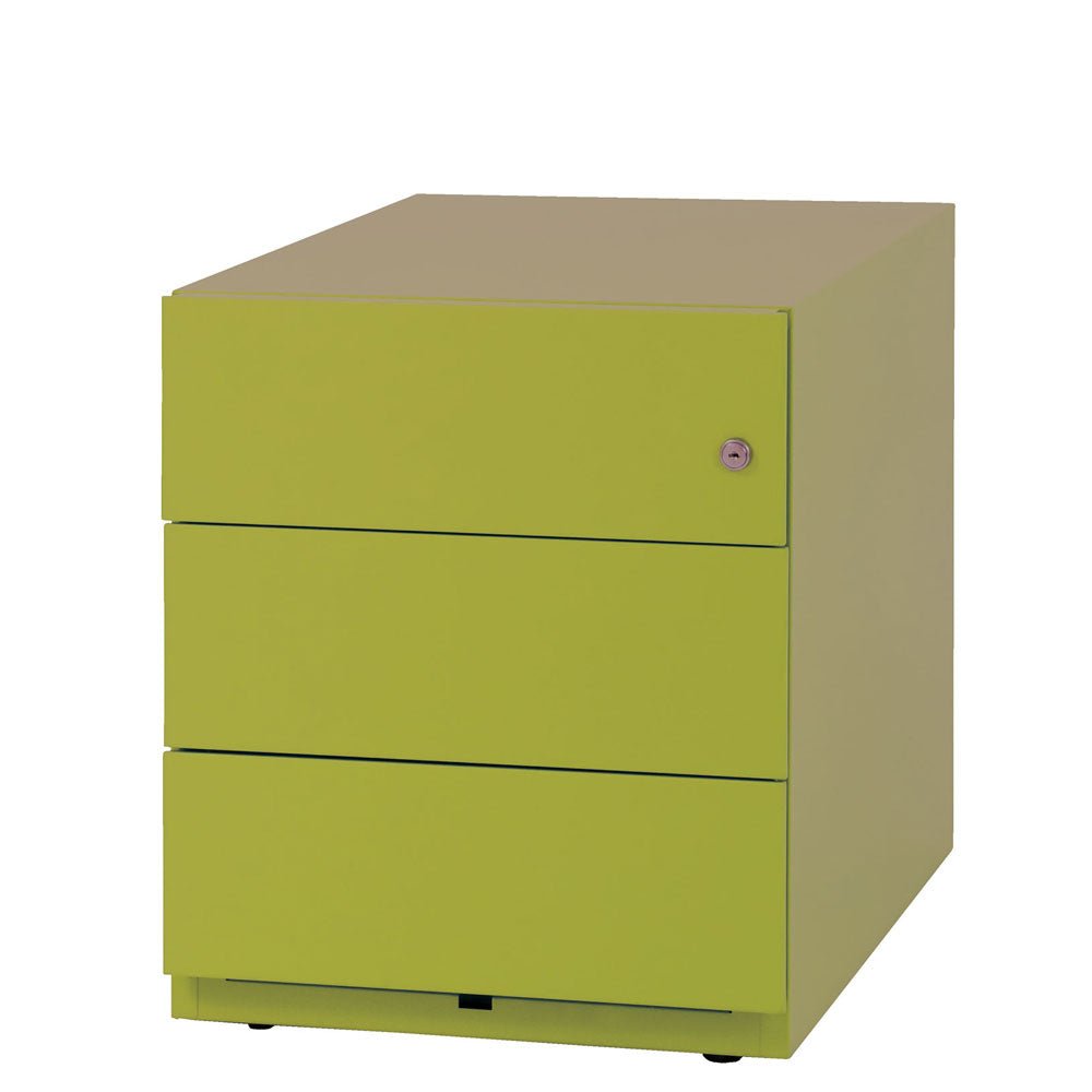 Bisley Stahl - Rollcontainer "NOTE" - 3 Schubladen mit Griffleiste - Tiefe 565 und 775 mm - alle Farben - jetzt besonders günstig! auf Rechnung bestellen - Büromöbel Plus