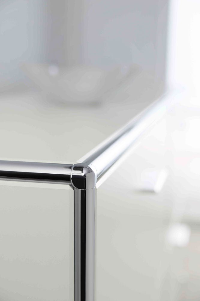 BOSSE SOLUTIONS Schrank Highboard | Weiß Chrom | 2 Flügeltüren | Jetzt auf Rechnung kaufen - Büromöbel Plus