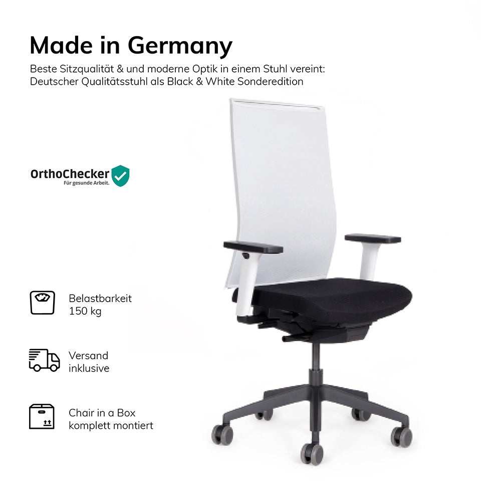 Ergonomischer Bürostuhl Netzrücken lento Agilis Matrix MT12 SONDER EDITION Pure Black