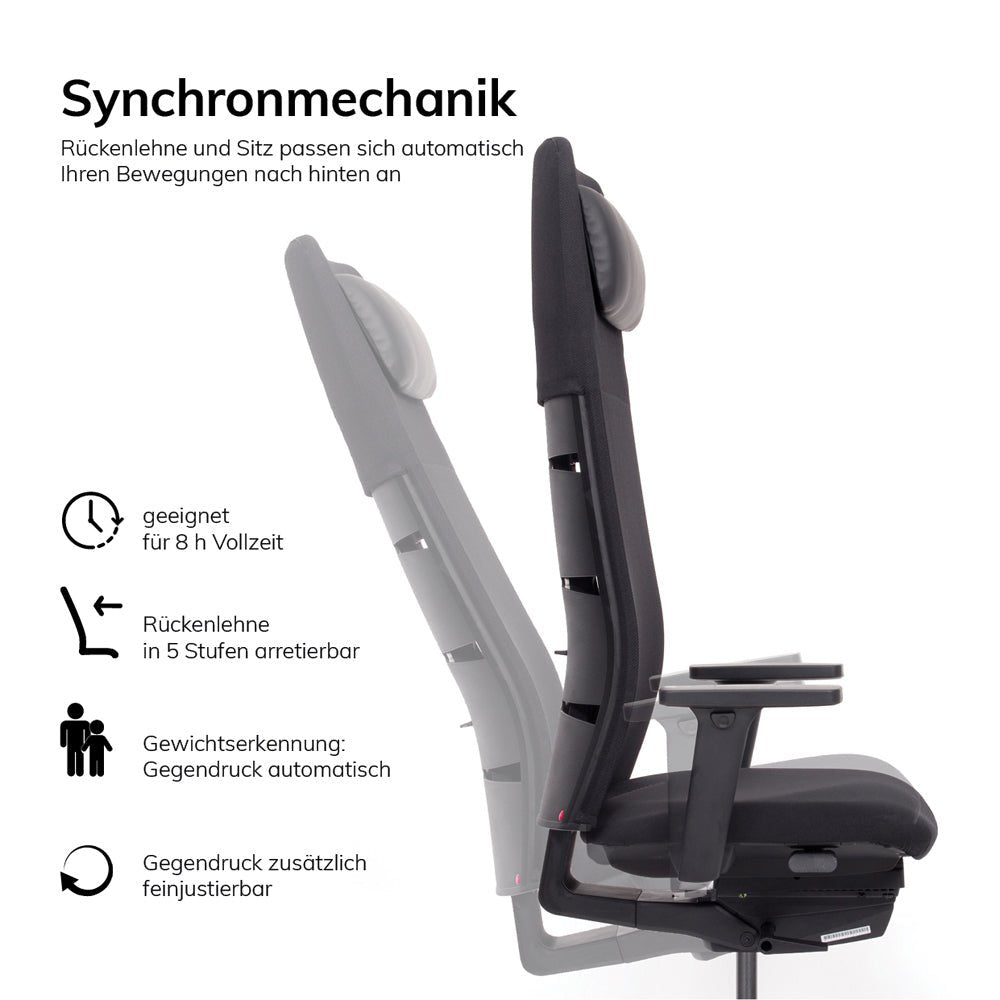 Ergonomischer Chefsessel lento Netzrücken Agilis Matrix MT14 - DER CHEFSESSEL - Konfigurierbar - Made in Germany - Auf Rechnung kaufen🇩🇪 - Büromöbel Plus