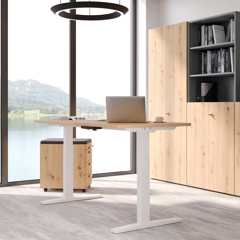 Gray Höhenverstellbarer Schreibtisch EASY | 70 bis 120 cm Arbeitshöhe | bis 180 cm Tischbreite | 11 Farben hoehenverstellbarer-schreibtisch-weiss-silber-schwarz-bueromoebel-plus-made-in-germany.jpg