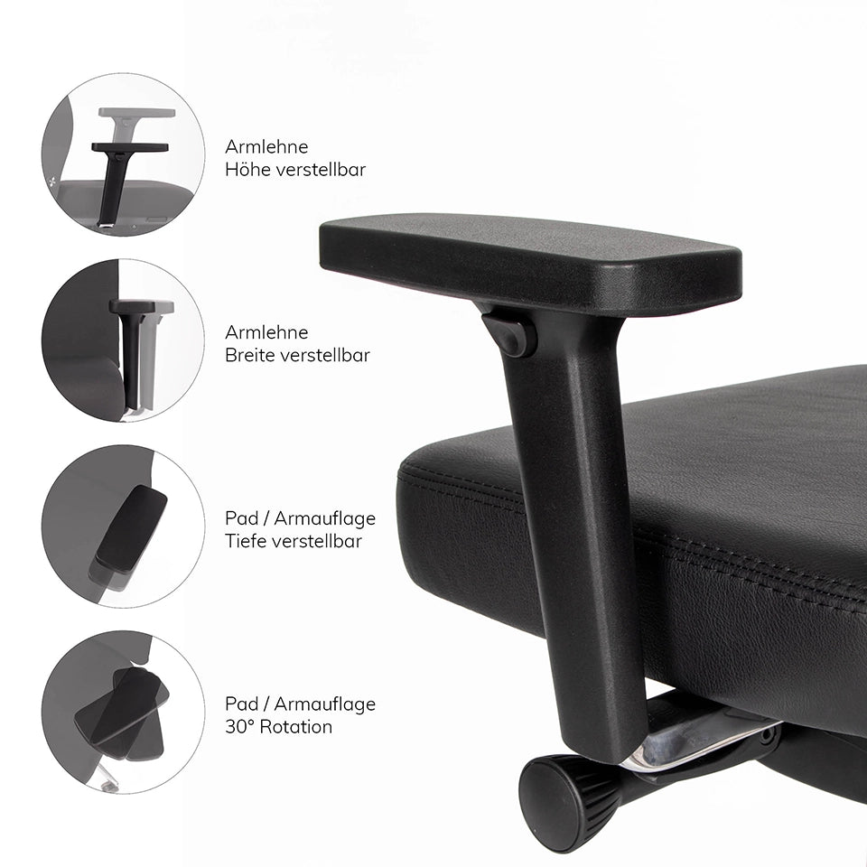 Ergonomischer Bürostuhl Agilis AG10 | Comfort | Leder | mit Kopstütze