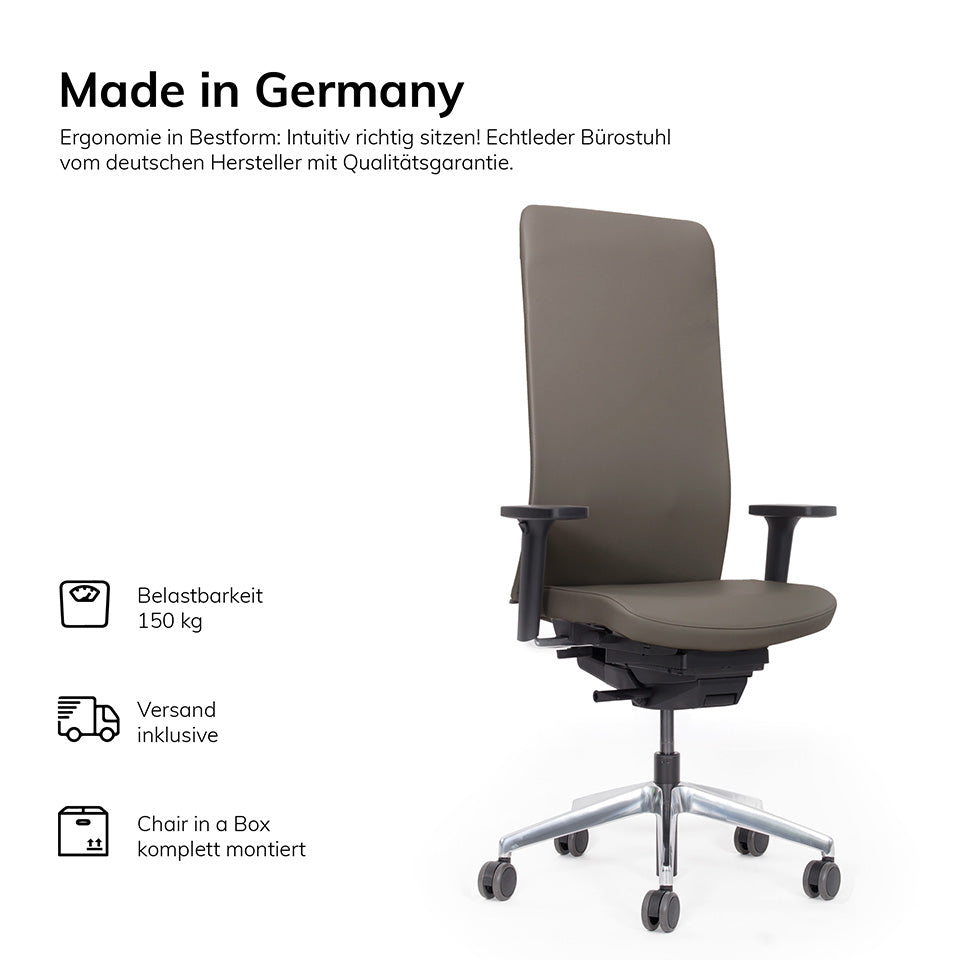 Ergonomischer Bürostuhl Bezug Leder lento Agilis Matrix MT13