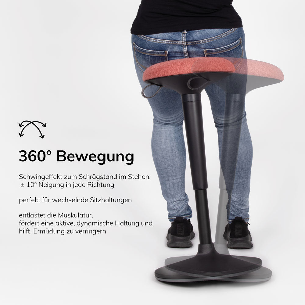 Lento sella flex Bürohocker | Sitz-Stehhilfe| Sitzhocker mit Schwingeffekt | Bürohocker