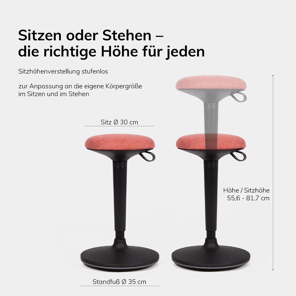 Lento sella flex Bürohocker | Sitz-Stehhilfe| Sitzhocker mit Schwingeffekt | Bürohocker