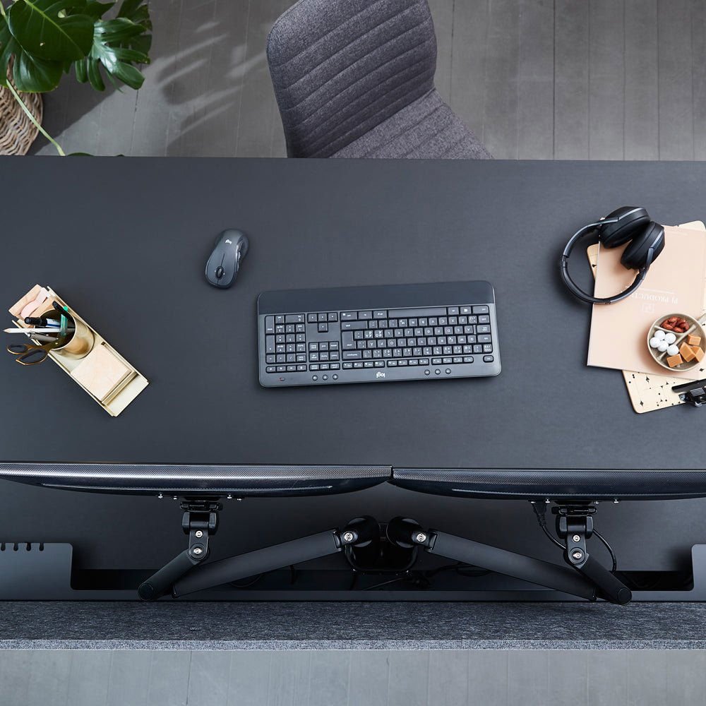 Monitor Halterung | Monitorarm | 2 Monitore | Tischklemme & Tischdurchführung - Büromöbel Plus