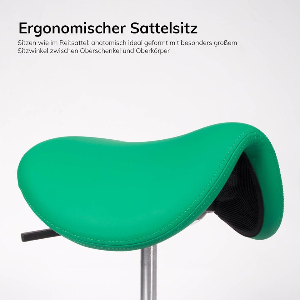 Stehhilfe - Ergonomischer Pendelhocker Lento Sella / Sattelsitz / Stehhocker für einen gesunden Rücken - Kunstleder Antibakteriell - Büromöbel Plus