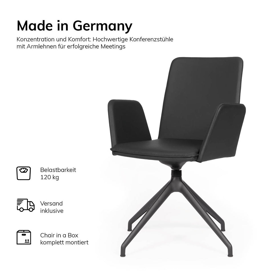 Besucherstuhl - Drehstuhl Lento Smart Z - Konferenzstuhl Leder mit Wippfunktion - Kauf auf Rechnung