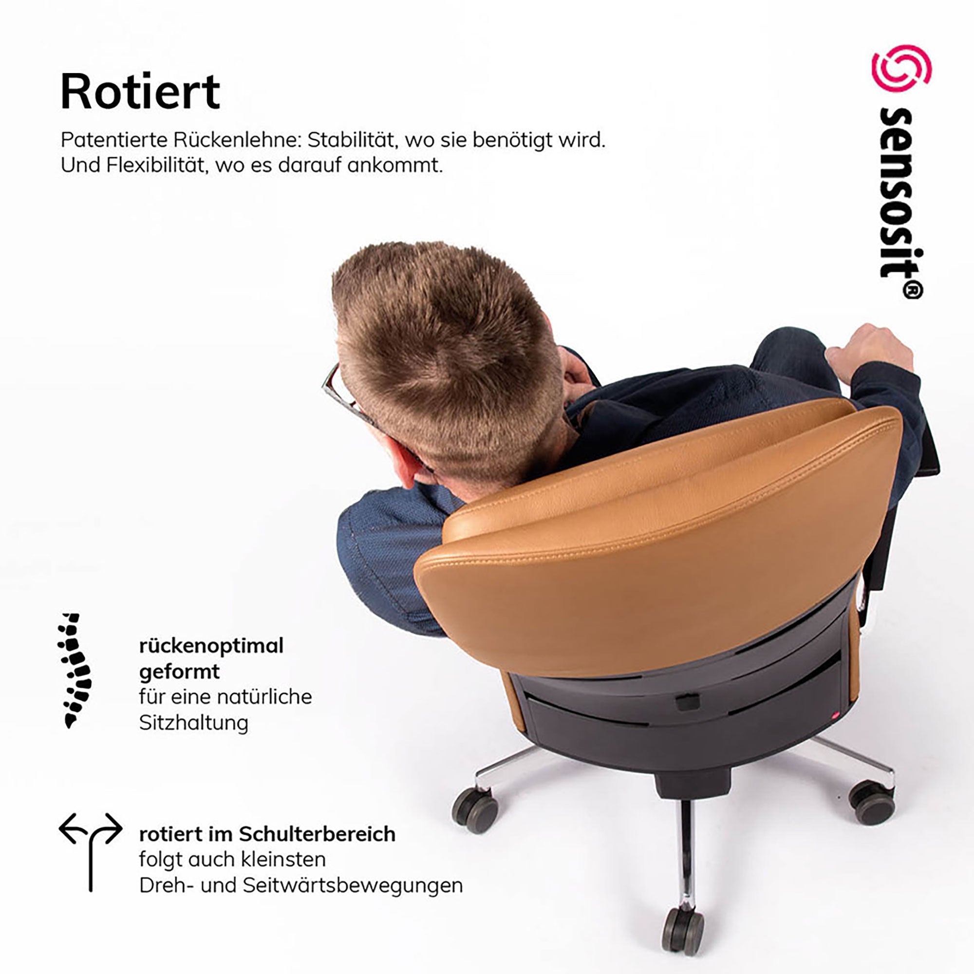 Ergonomischer Bürostuhl Echtleder lento Matrix MT14 - DER CHEFSESSEL für entspanntes Arbeiten - Made in Germany