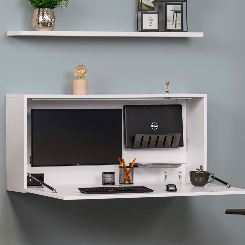 Reiss Wandschreibtisch klappbar | Platz für 2 Monitore | Schreibtisch - 120cm breit - viel Platz