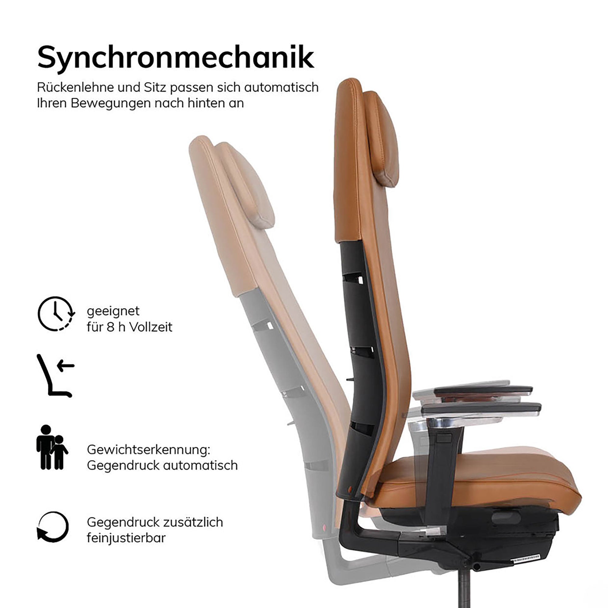 Ergonomischer Bürostuhl Echtleder lento Matrix MT14 - DER CHEFSESSEL für entspanntes Arbeiten - Made in Germany