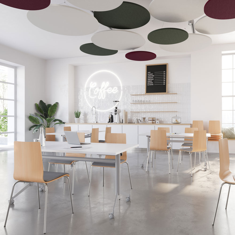 YOS A3 Akustik-Deckensegel | Rundes 3er-Set | Filz Optik | schwer entflammbar | 5 Farben | Schallschutz | auf Rechnung