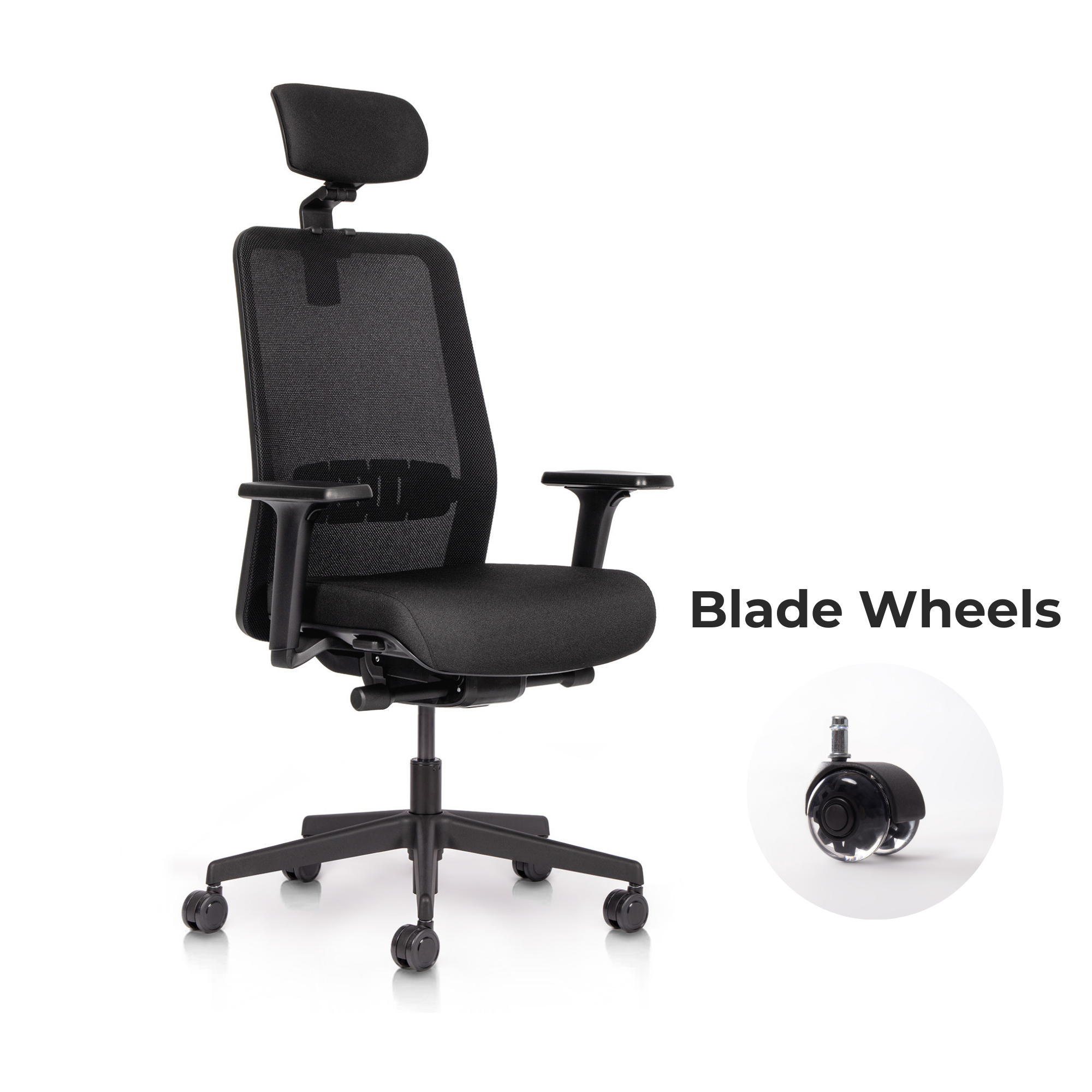 YOS S5 Bürostuhl mit Kopfstütze & Blade Wheels, Schreibtischstuhl