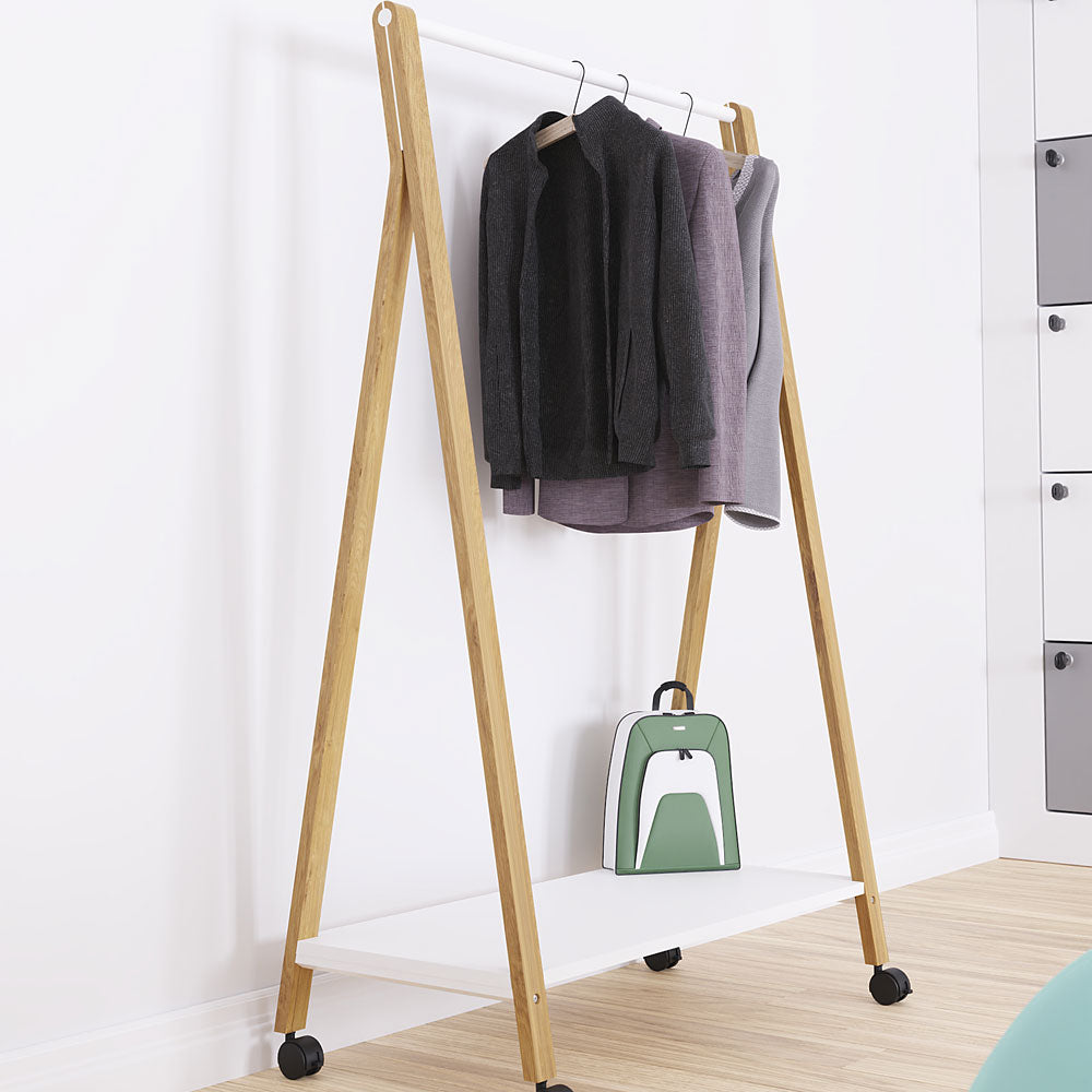 Skandinavische Büro-Garderobe Flag aus Holz und Stahl mit Regal