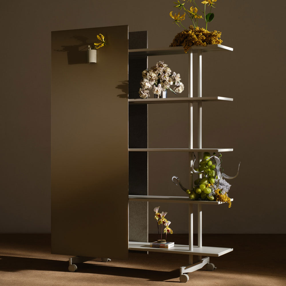 LINTEX A08. Regal Grau | Glas Whiteboard | Raumteiler mobil | Schallabsorber | Magnetisches Whiteboard |