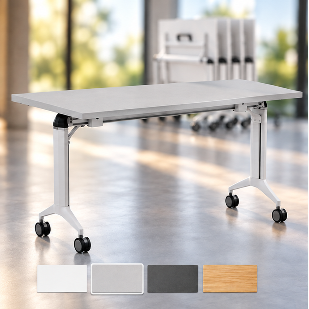 YOS SR Schreibtisch klappbar | Gestell Weiß | Klapptisch auf Rollen 120/140/160cm