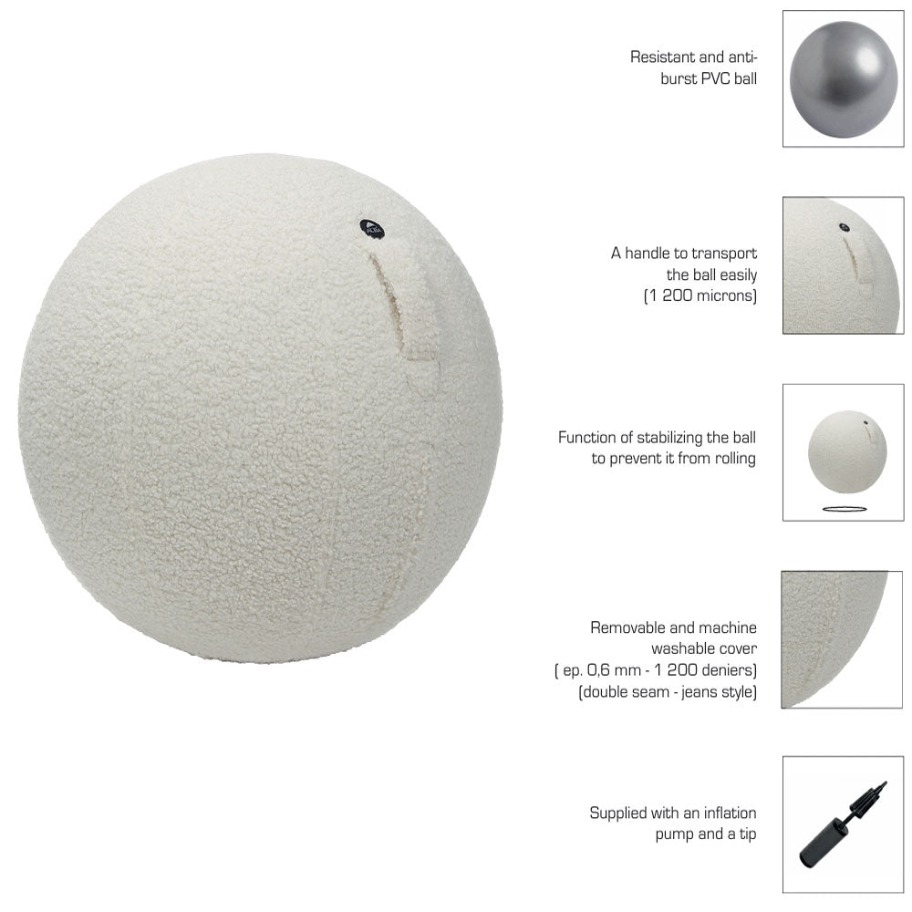 YOS Ergonomischer Sitzball Ø 65 cm | Kunstpelz | Aktives Sitzen & Fitness | Sitzball