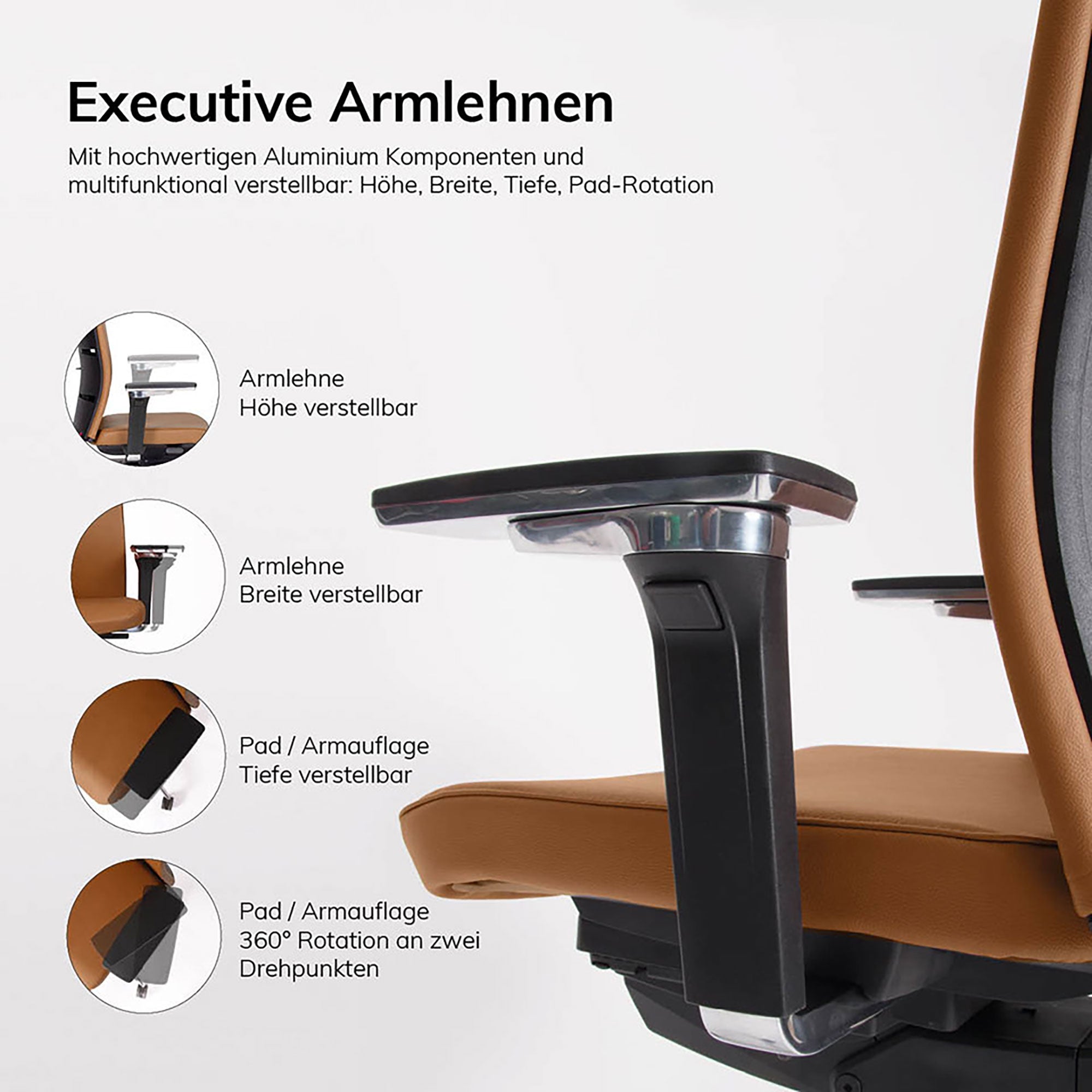 Ergonomischer Bürostuhl Echtleder lento Matrix MT14 - DER CHEFSESSEL für entspanntes Arbeiten - Made in Germany