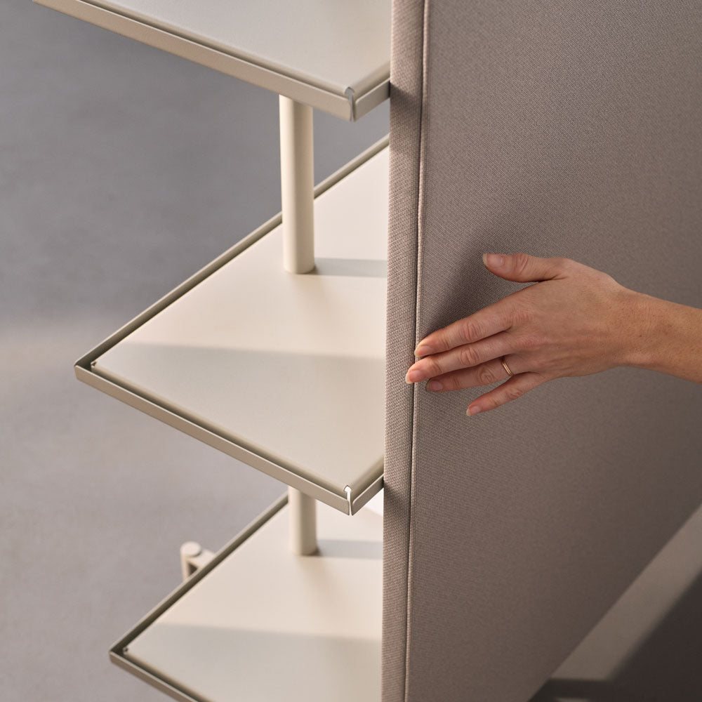 LINTEX A08. Regal Grau | Glas Whiteboard | Raumteiler mobil | Schallabsorber | Magnetisches Whiteboard |