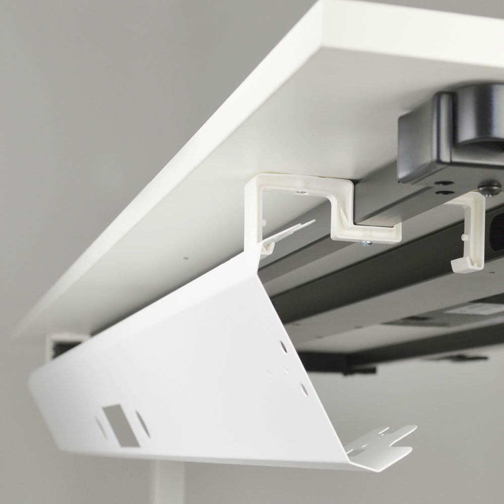 Kabelkanal Kabelwanne für Schreibtisch abklappbar - Weiß / Schwarz / Silber - auf Rechnung kaufen
