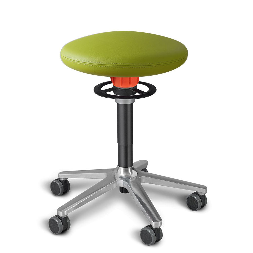 KÖHL ONGO Roll | Kunstleder | Schwarz Alu | ergonomischer Sitzhocker | Arbeitshocker